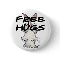 Cute Cartoon Bunny Rabbit Free Hugs Pin buttons
