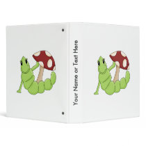 Cute Cartoon Caterpillar Worm Toadstool Design 3 Ring Binders