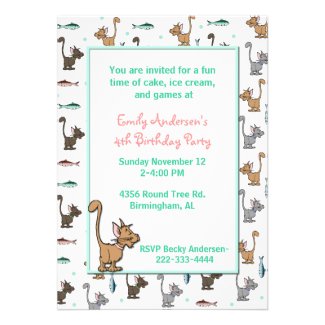 Cute Cartoon Cats Birthday Invitation