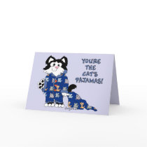Cute Cartoon Cats Pajamas Greeting Card