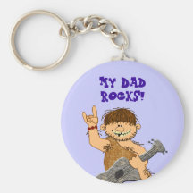 Cute Cartoon Caveman My Dad Rocks for Father Key Chains