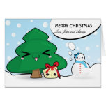 Cute cartoon characters Christmas card