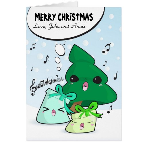 Cute cartoon characters Christmas card