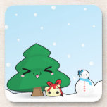 Cute cartoon characters Christmas Beverage Coasters