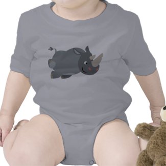 Cute Cartoon Charging Rhino Baby Apparel shirt