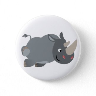 Cute Cartoon Charging Rhino Button Badge button