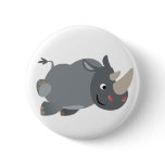 Cute Cartoon Charging Rhino Button Badge