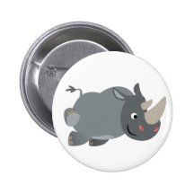 Cute Cartoon Charging Rhino Button Badge