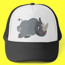 Cute Cartoon Charging Rhino Hat by Lioness_Graphics Cute Cartoon Charging Rhino Hat