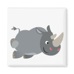 Cute Cartoon Charging Rhino Magnet