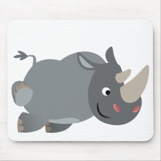 Cute Cartoon Charging Rhino Mousepad mousepad