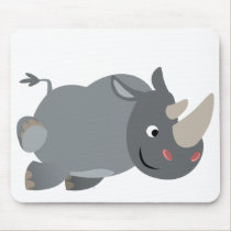 Cute Cartoon Charging Rhino Mousepad by Lioness_Graphics Cute Cartoon Charging Rhino Mousepad