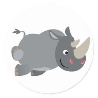 Cute Cartoon Charging Rhino Sticker sticker