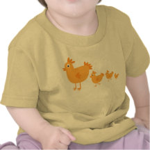 Cute cartoon chicken & chicks yellow infant Tee