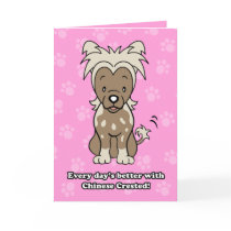 Cute Cartoon Chinese Crested Greeting Card