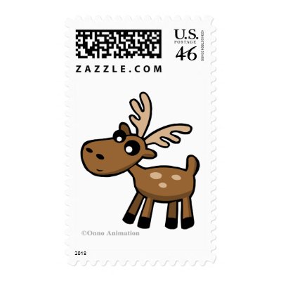 Cute cartoon chocolate Moose from Canada Stamp by Onno_Animation