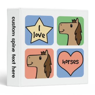 Cute Cartoon Clip Art I Love Horses Smileys Vinyl Binders