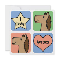 Cute Cartoon Clip Art I Love Horses Smileys Personalized Invites