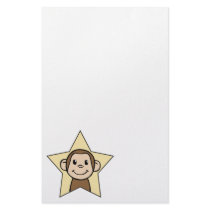 Cute Cartoon Clip Art Monkey with Grin Smile Star Personalized Stationery