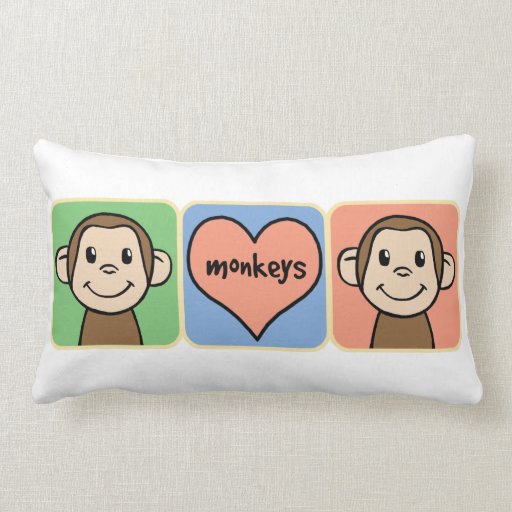 Cute Cartoon Clip Art Monkeys with Heart Love Pillows Zazzle
