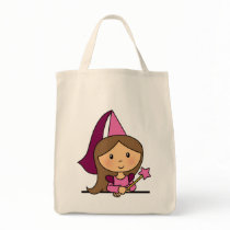 Cute Cartoon Clip Art Princess in a Pink Dress Tote Bags