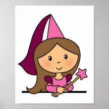 Cute Cartoon Clip Art Princess in a Pink Dress Print