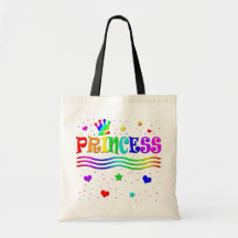 Cute Cartoon Clip Art Rainbow Princess Tiara Tote Bag