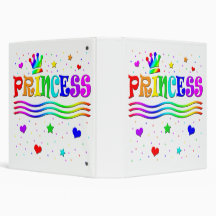 Cute Cartoon Clip Art Rainbow Princess Tiara 3 Ring Binder