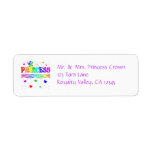 Cute Cartoon Clip Art Rainbow Princess Tiara Custom Return Address Label