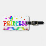 Cute Cartoon Clip Art Rainbow Princess Tiara Tag For Luggage