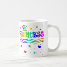 Cute Cartoon Clip Art Rainbow Princess Tiara Coffee Mugs