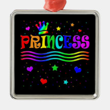 Cute Cartoon Clip Art Rainbow Princess Tiara Christmas Tree Ornament