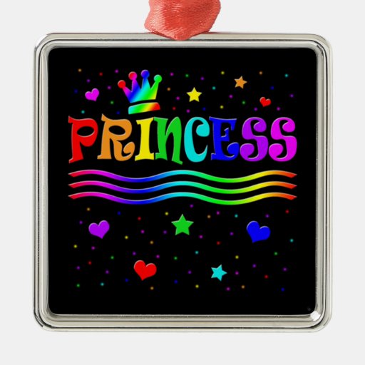 Cute Cartoon Clip Art Rainbow Princess Tiara Christmas Tree Ornament