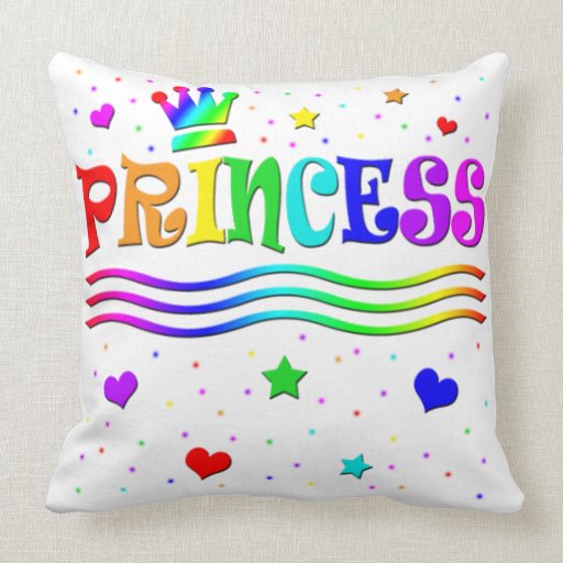 Cute Cartoon Clip Art Rainbow Princess Tiara Pillow | Zazzle