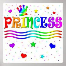 Cute Cartoon Clip Art Rainbow Princess Tiara Print