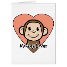 Cute Cartoon Clip Art Smile Monkey Love in Heart Cards