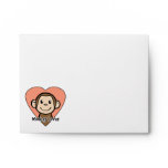 Cute Cartoon Clip Art Smile Monkey Love in Heart Envelope