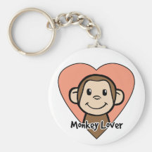 Cute Cartoon Clip Art Smile Monkey Love in Heart Keychain