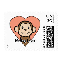 Cute Cartoon Clip Art Smile Monkey Love in Heart Stamp