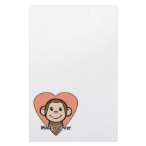 Cute Cartoon Clip Art Smile Monkey Love in Heart Customized Stationery