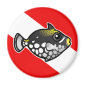 Cute Cartoon Clown Triggerfish Dive Flag Round Magnet
