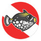 Cute Cartoon Clown Triggerfish Dive Flag Round Sticker