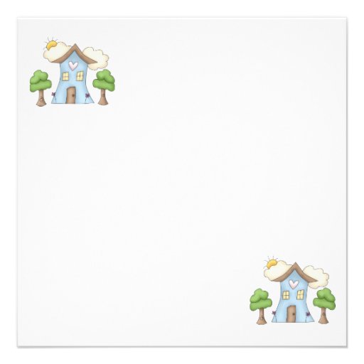 Cute Cartoon Country House Tree Scene Custom Invites