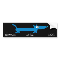 Cute cartoon Dachshund BEWARE of the DOG Bumper Stickers