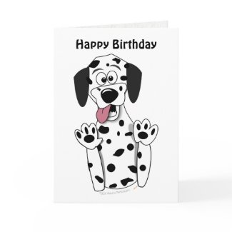 Cute Dalmatian Dog Cartoon Greeting Card Template