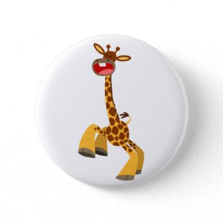 Cute Cartoon Dancing Giraffe Button Badge button