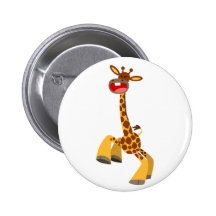 Cute Cartoon Dancing Giraffe Button Badge