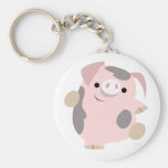 Cute Cartoon Dancing Pig Keychain