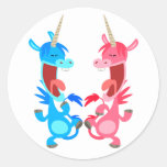 Cute Cartoon Dancing Unicorns Sticker