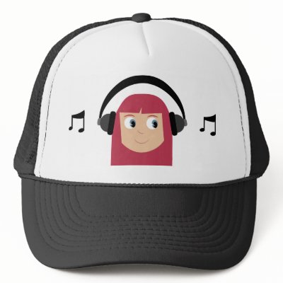 Cute Cartoon Dee Jay Girl With Headphones Mesh Hats by Molly_Sky
